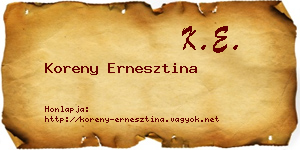 Koreny Ernesztina névjegykártya